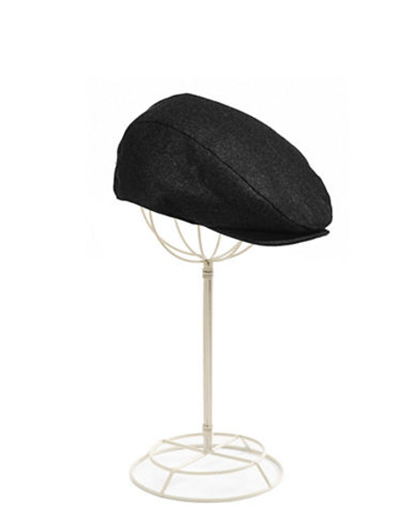 Black Brown 1826 Flat Cap with Ear Cuff - Black - Large