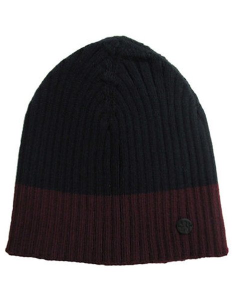 Brydon Color Blocked Ribbed Tuque - Navy/Wine