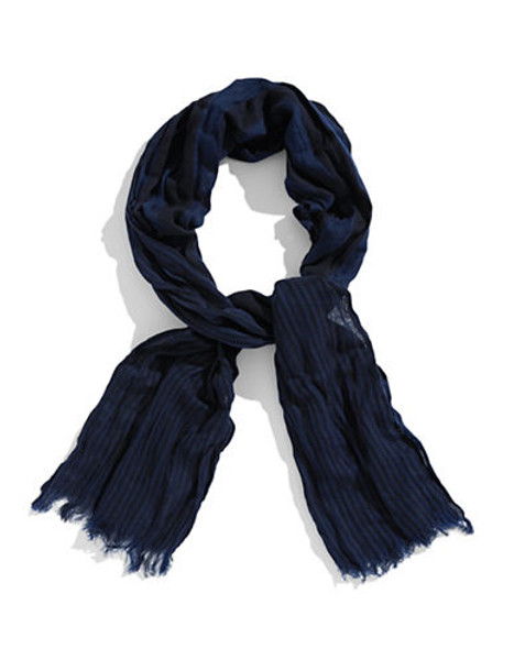 John Varvatos Star Usa Double Face Striped Scarf - Blue