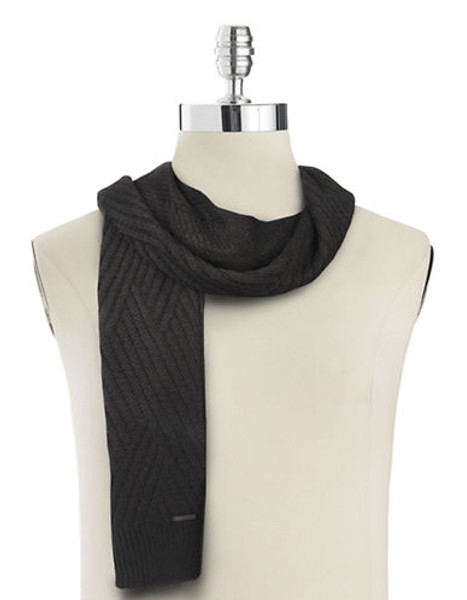 Calvin Klein Geometric Rib Scarf - Black