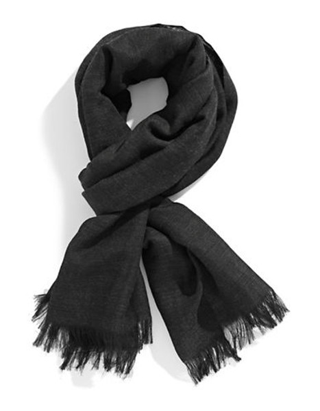 Black Brown 1826 Lightweight Wool Scarf - Charcoal