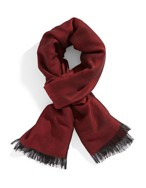 Black Brown 1826 Lightweight Wool Scarf - Red