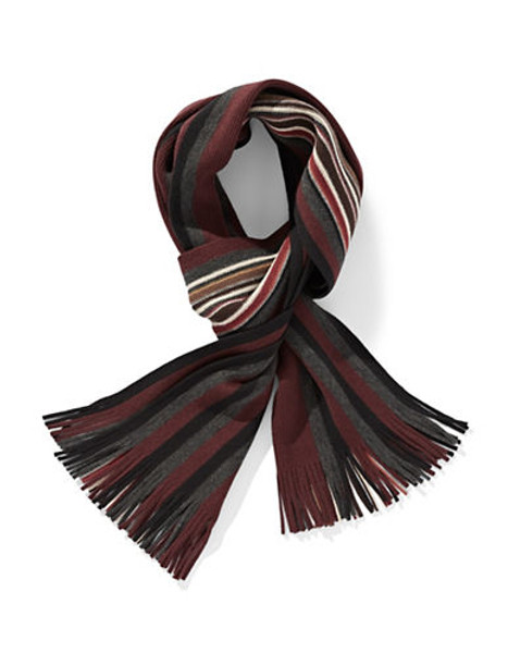 Black Brown 1826 Irregular Striped Scarf - Burgundy