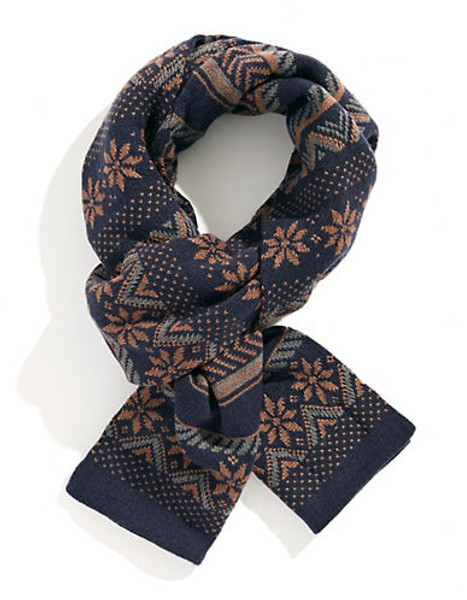 Black Brown 1826 Fair Isle Scarf - Blue