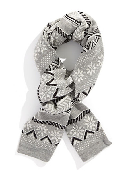 Black Brown 1826 Fair Isle Scarf - Grey