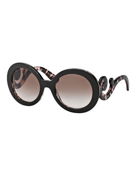 Prada Minimal Baroque Round Sunglasses - Brown with Tortoise Temples