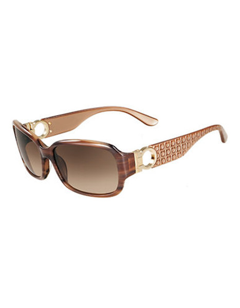 Ferragamo SF608S Rectangle Sunglasses - Striped Brown