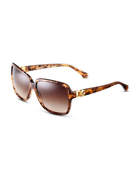 Dolce & Gabbana Logo Hinge Square Sunglasses - BROWN MARBLE