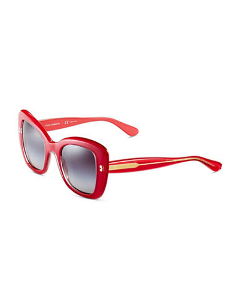 Dolce & Gabbana Plastic Square Sunglasses with Thick Frames - CRYSTAL ON PEARL RED