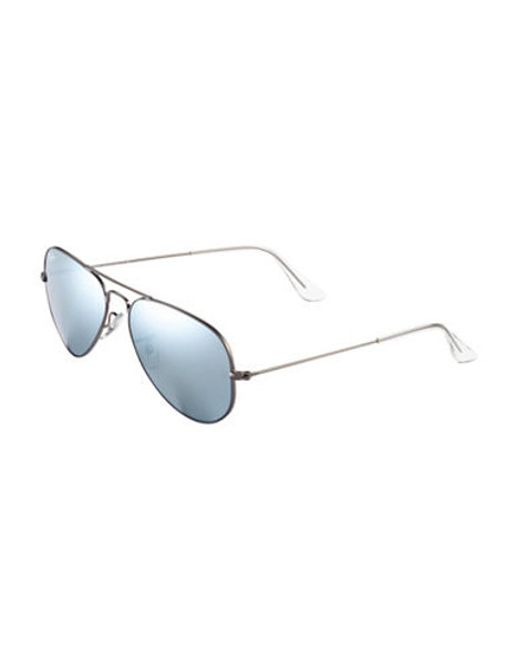 Ray-Ban Original Classic Aviator - Matte Gun Metal with Mirrored Silver Lenses - Small