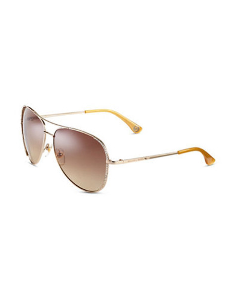 Michael Michael Kors Sadie Aviator Sunglasses with Crystal Detailing - Gold