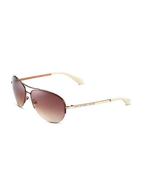 Marc By Marc Jacobs Half Rim Aviator Sunglasses - Light Brown