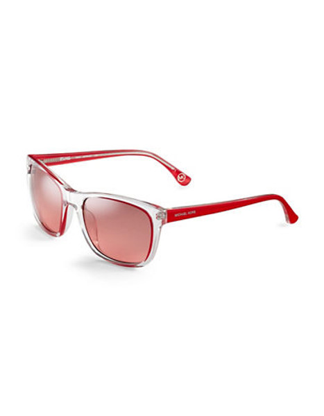 Michael Michael Kors Tessa Plastic Square Sunglasses with Mirrored Lenses - Chili Red