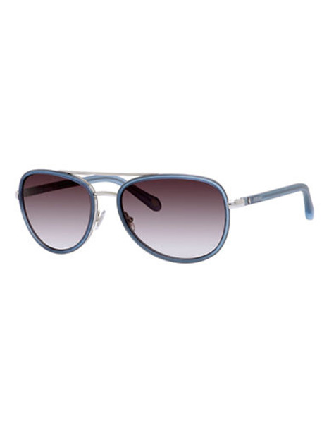 Fossil Contrast Metal Aviators - Silver Blue