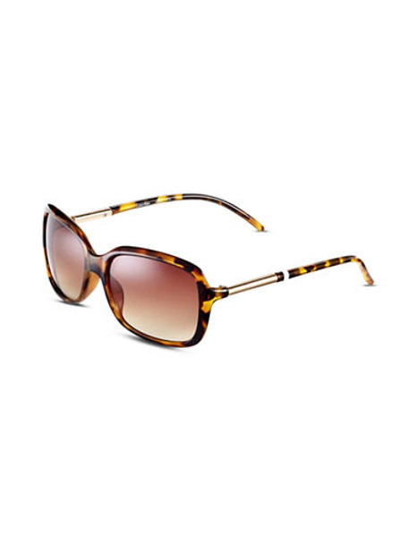 Calvin Klein Contrast Rectangular Sunglasses - Dark Tortoise