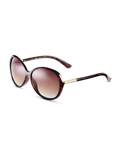 Calvin Klein Contrast Round Sunglasses - Tortoise