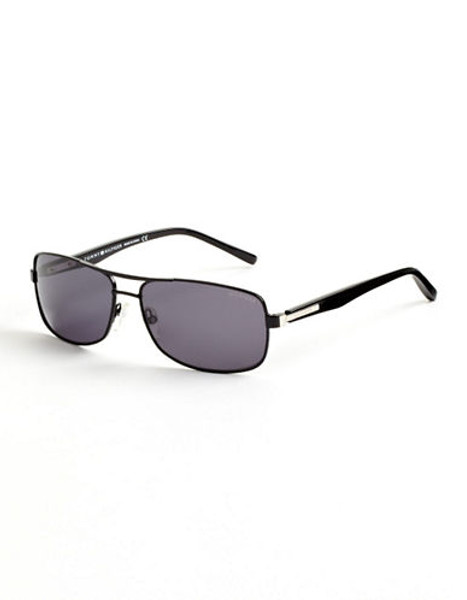 Tommy Hilfiger Rectangle Aviator Sunglasses - Black