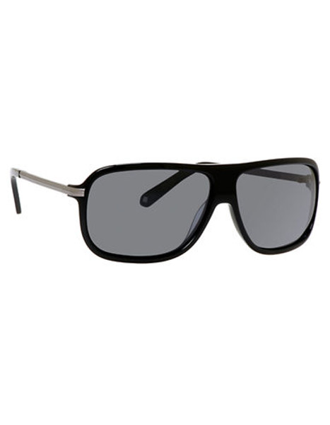 Polaroid Oversized Rectangular Aviator - Smoke