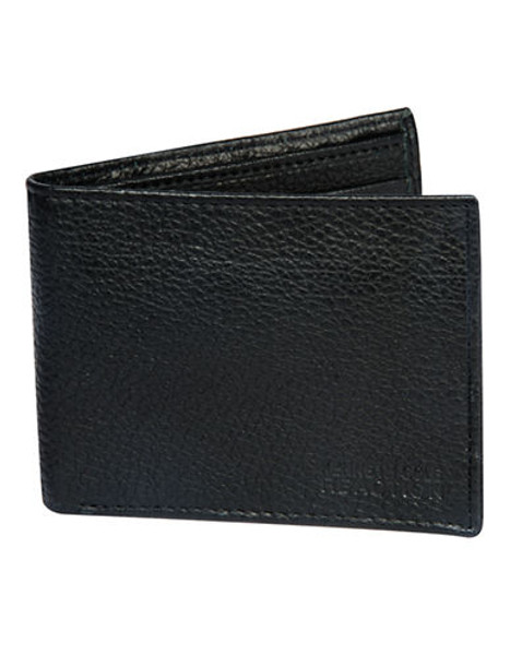 Kenneth Cole Reaction Bi fold Sleek Traveler Passcase Leather Wallet - Black
