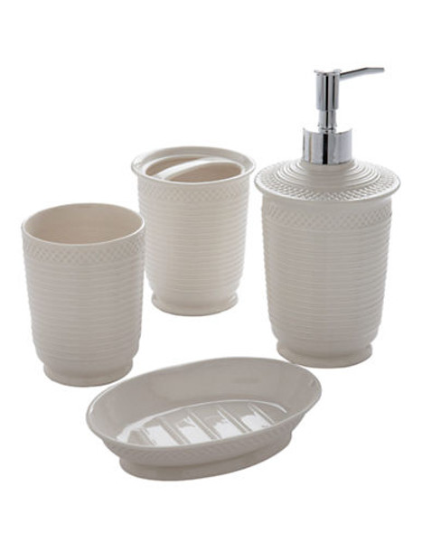 Distinctly Home Ribbed Waffle Toothbrush Holder - White