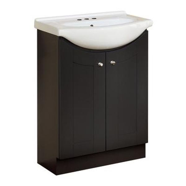 24 Inch Eurostone Shaker-style Vanity Base with Top - Dark Chocolate