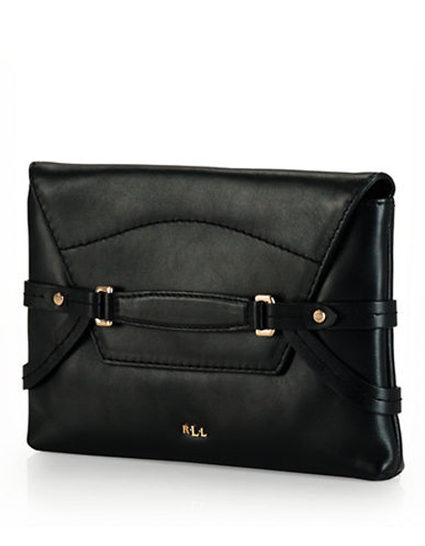 Lauren Ralph Lauren Leather Woodbridge Clutch - Black