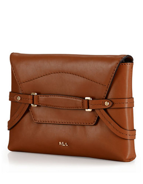 Lauren Ralph Lauren Leather Woodbridge Clutch - Tan