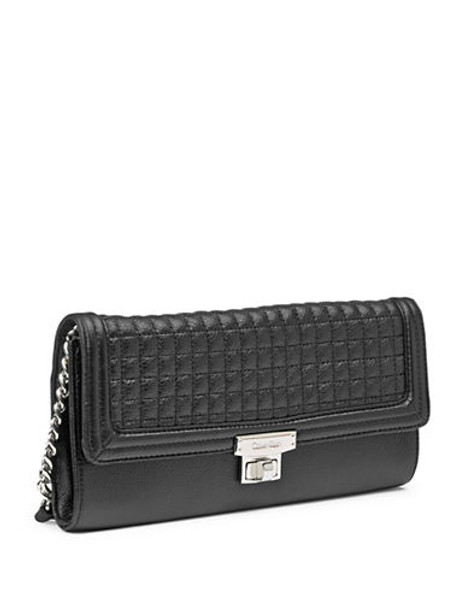 Calvin Klein Hastings Convertible Quilted Leather Clutch - Black/Silver