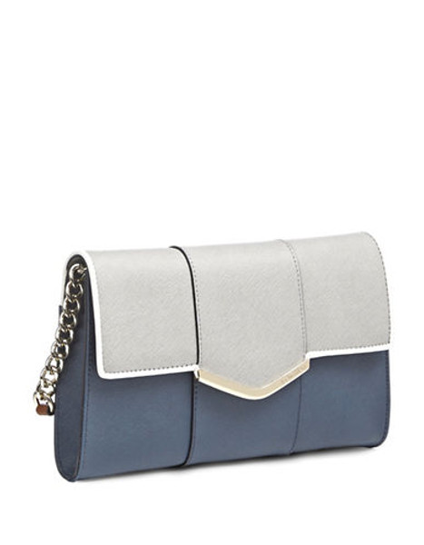 Calvin Klein Goldtone Solid Clutch - Blue