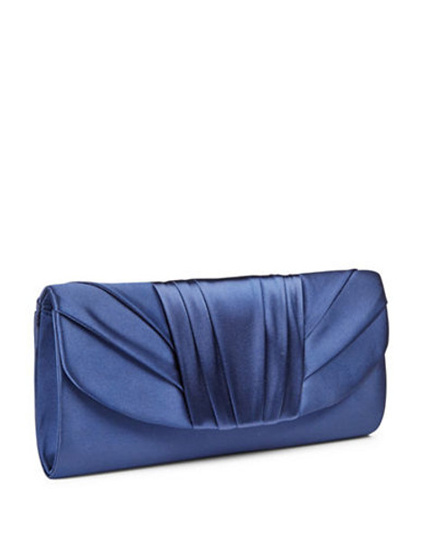 Jessica Mcclintock Pleated Satin Envelope Clutch - Navy