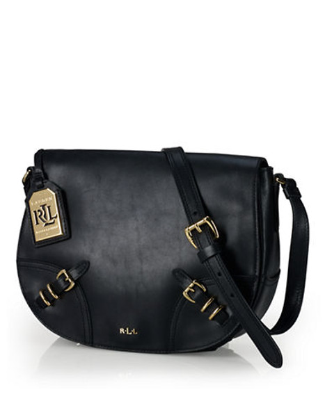 Lauren Ralph Lauren Leather Saddle Bag - Black