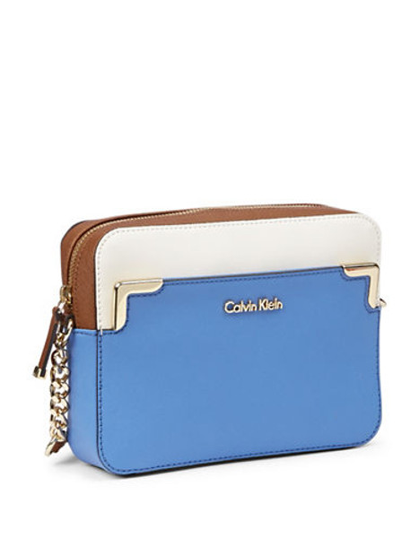 Calvin Klein Saffiano Chain Crossbody - Blue