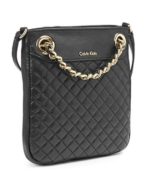 Calvin Klein Quilted Lamb Crossbody Bag - Black