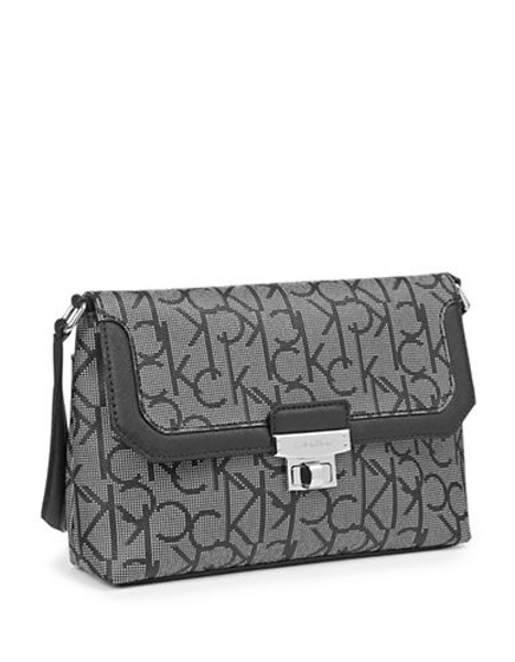 Calvin Klein Monogrammed Twist Lock Crossbody - Grey