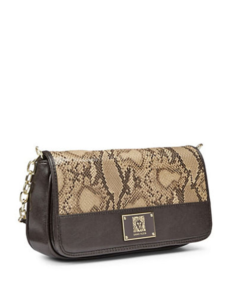 Anne Klein Change The Channel II Snakeskin Crossbody - Toffee/Brown