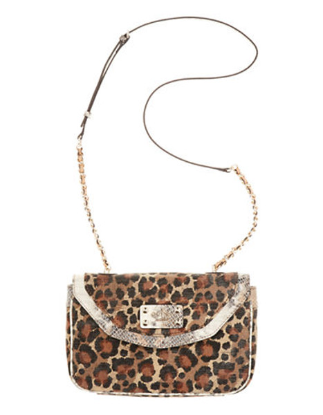 Guess Finley Crossbody Flap Crossbody - Leopard