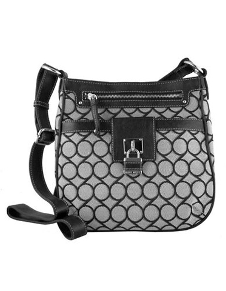 Nine West 9 Jacquard Medium Crossbody - Black/Ivory