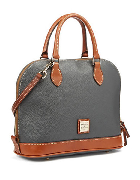 Dooney & Bourke Pebbled Leather Zip Satchel - Dark Grey