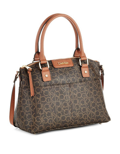 Calvin Klein Hudson Monogram Satchel - Brown