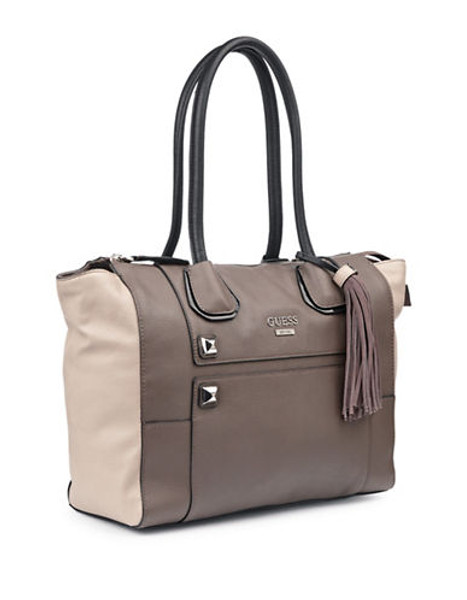 Guess Attack Colourblocked Handbag - Beige