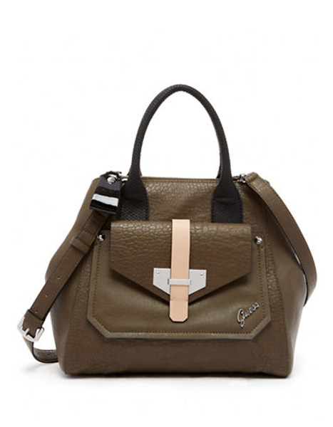 Guess Quinn Retro Satchel - Olive