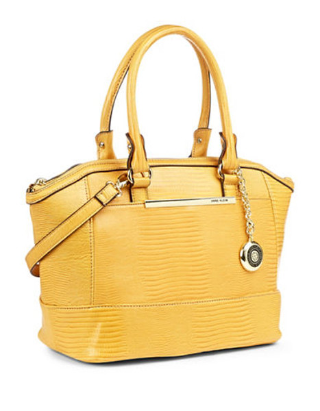 Anne Klein Leo Lizard II Satchel - Coco/Gold/Bark