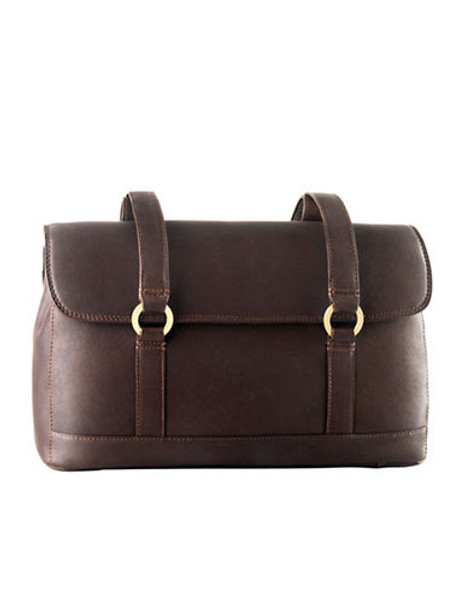 Derek Alexander East/West 1/4 Flap Triple Compartment - Brown