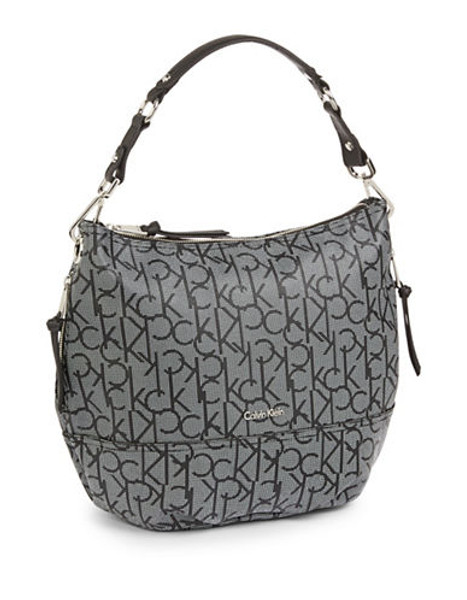 Calvin Klein Logo Print Hobo Bag - Black/White