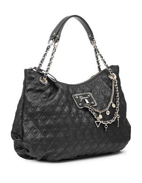Guess Liane Charmed Quilted Handbag - Black