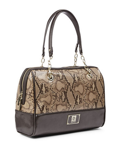 Anne Klein Change The Channel II Snakeskin Handbag - Toffee/Brown