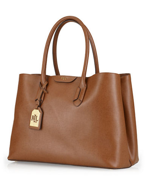 Lauren Ralph Lauren Leather Tate City Tote - Brown