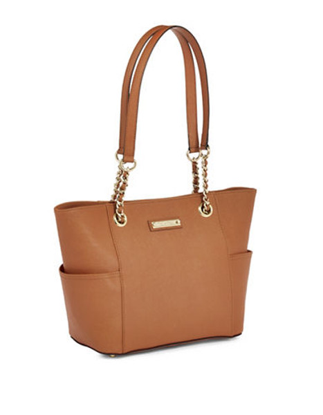 Calvin Klein Key Item Saffiano Leather Tote - Luggage