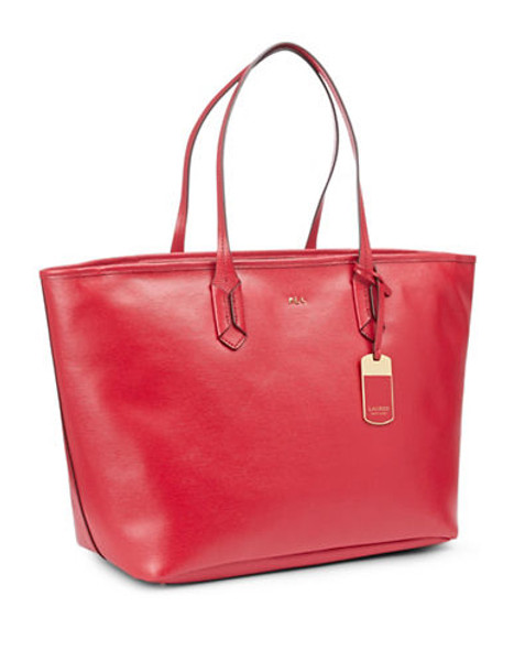 Lauren Ralph Lauren Tate Leather Classic Tote - Red