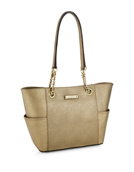 Calvin Klein Key Item Saffiano Leather Tote - Bronze